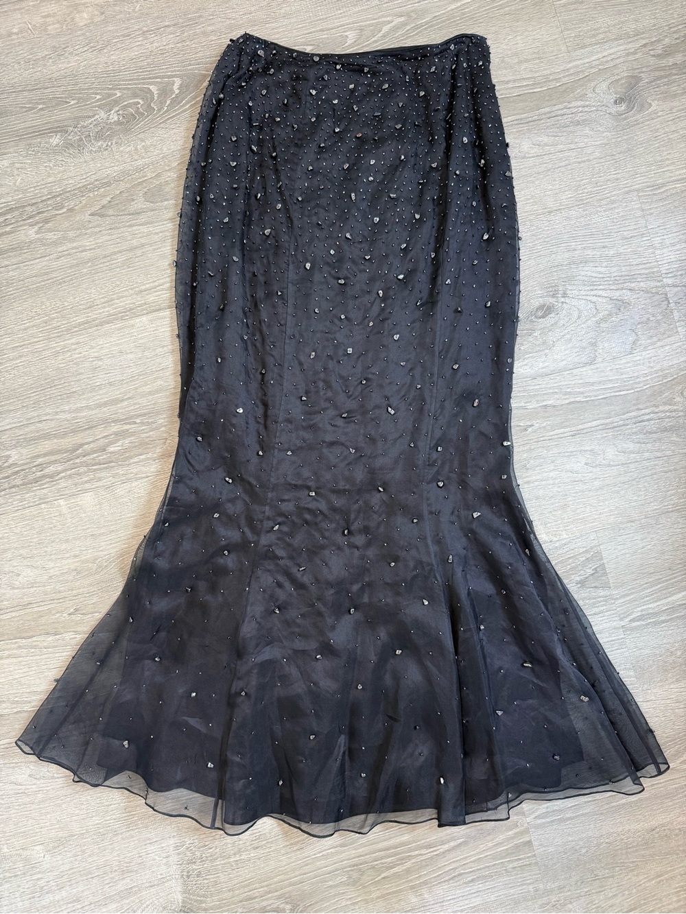 Dana Buchman Silk Beaded Evening Skirt - Formal Mermaid Maxi - Black